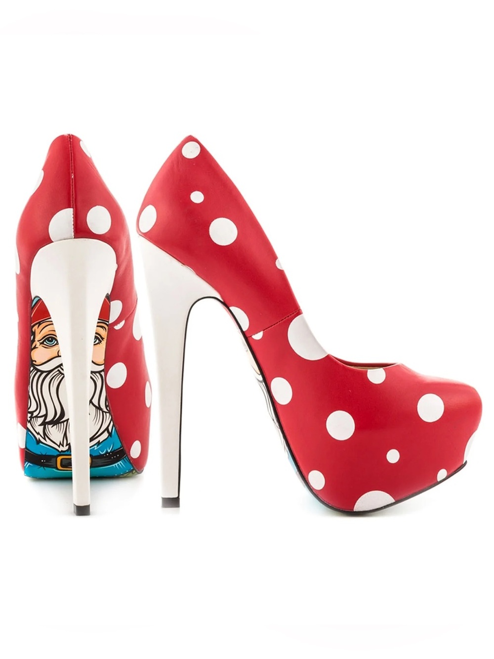 Taylor Says Gnomies Red Polka Dot High Heel Pumps with White Accents